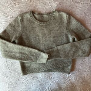 A.L.C. Italian Yarn Alpaca Wool Blend Cropped Sweater – Heather Grey, Size M